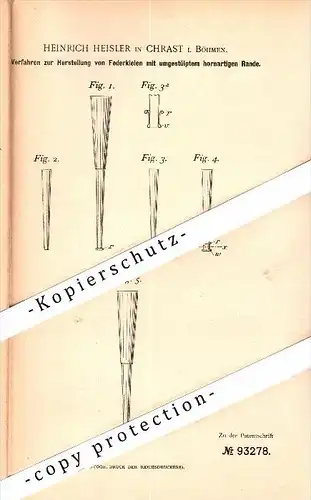 Original Patent - Heinrich Heisler in Chrast i. Böhmen / Chrást u Plzne , 1896 , Cigaretten - Spitzen , Zigaretten !!!