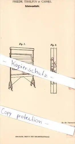Original Patent - Friedr. Tholfus in Cassel , 1881 , Schulwandtafel , Schule , Tafel !!!