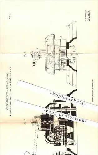 original Patent - Anders Mattson in Mora , Schweden , 1884 , Perforieren von Wechseln , Perforation , Papier , Druckerei