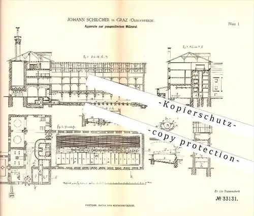 original Patent - Johann Schilcher in Graz , Österreich , 1884 , pneumatische Mälzerei , Malz , Bier , Brauerei !!!