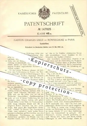 original Patent - Gaston Charles Emile de Bonnechose in Paris , 1902 , Gasturbine , Turbine , Turbinen , Gas , Motor !!!