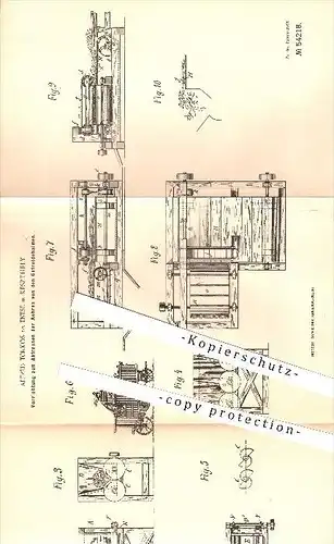 original Patent - Alfred Torkos de Enese in Keszthely , 1890 , Abtrennen der Ähren von den Getreidehalmen , Ungarn !!!