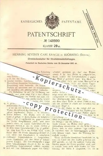 original Patent - Henning S. C. Kragh in Hjörring , Dänemark ,1902, Strohhalter für Strohkämmeinrichtungen , Hjørring !!