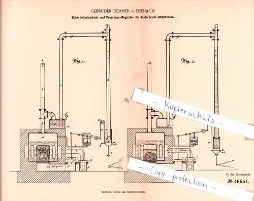 Original Patent - Gebrüder Demmer in Eisenach , 1888 , Sicherheitsstandrohr  !!!