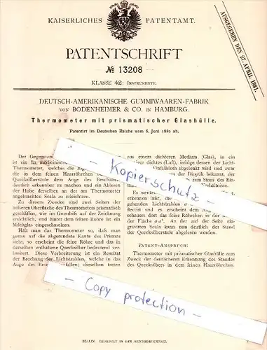 Original Patent - Deutsch-Amerikanische Gummiwaaren-Fabrik von Bodenheimer & Co. in Hamburg !!!