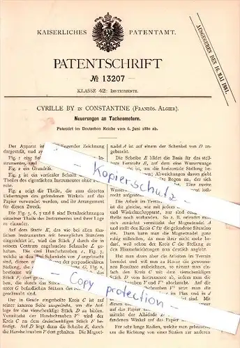 Original Patent - Cyrille By in Constantine , Französ. Algier , 1880 , Neuerungen an Tachometern !!!