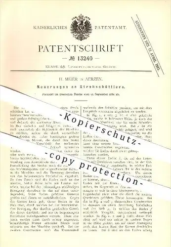original Patent - H. Meier in Aerzen ,1880, Strohschüttler , Stroh , Landwirtschaft , Landwirt , Bauer , Hameln-Pyrmont