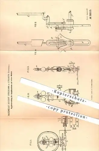 original Patent - Maximilian A.Herrmann in Lissabon , Portugal , 1886, Regulator für Dampfmaschinen u. Motor , Lisboa !!