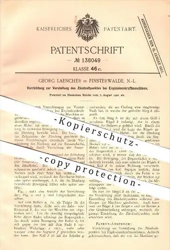 original Patent - Georg Laencher in Finsterwalde , N.-L. , Zündzeitpunkt bei Explosionskraftmaschinen , Kraftmaschinen !