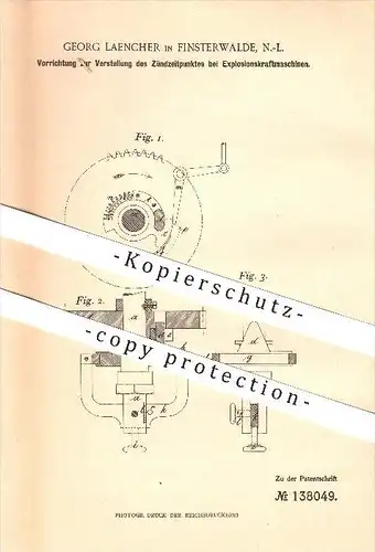 original Patent - Georg Laencher in Finsterwalde , N.-L. , Zündzeitpunkt bei Explosionskraftmaschinen , Kraftmaschinen !