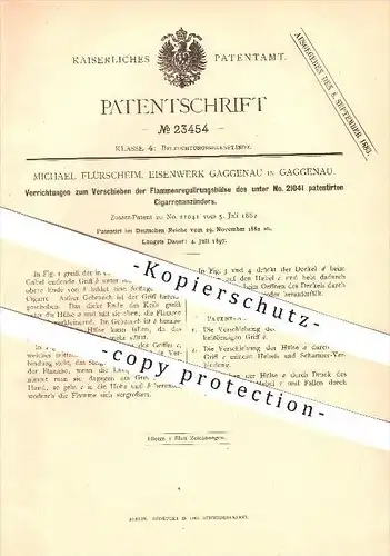 original Patent - Michael Flürscheim , Eisenwerk Gaggenau in Gaggenau , 1882 , Zigarettenanzünder , Feuerzeug !!!