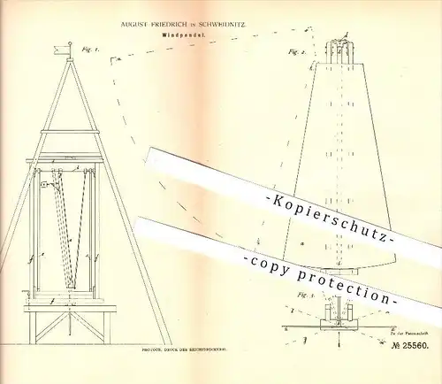 original Patent - August Friedrich in Schweidnitz / Swidnica , 1883 , Windpendel  , Windkraft , Schlesien !!!