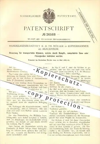original Patent - Handelsgesellschaft K. & Th. Möller in Kupferhammer bei Brackwede ,1883, Steuerung für Hämmer , Hammer