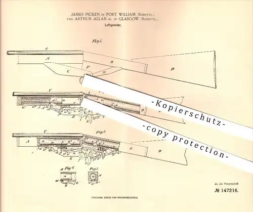 original Patent - James Picken in Port William und Arthur Allan Jr. in Glasgow , 1902 , Luftgewehr , Gewehr , Waffen !!!