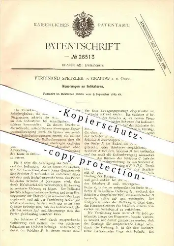 original Patent - Ferdinand Spetzler in Grabow a. d. Oder , 1883 , Indikatoren , Indikator !!!