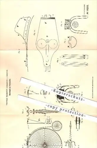 original Patent - Thomas Tebbutt Harrison in Bristol , 1881 , Velociped , Hochrad , Fahrrad , bicycle !!!