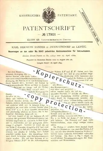 original Patent - Karl H. Sander in Zweinaundorf bei Leipzig , 1881 , Auslesemaschine für Unkrautsamen , Landwirtschaft