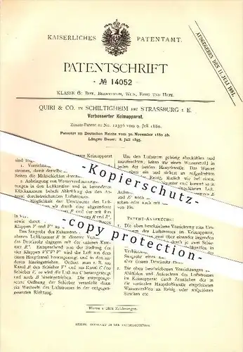 original Patent - Quiri & Co. in Schiltigheim bei Strassburg i. E. , 1880 , Keimapparat , Bier , Brauerei !!!