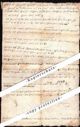 sehr rares Dokument 1684 , Oberwil , Schnottwil / Bucheggberg , Ruppoldsried / Rapperswil  !!!