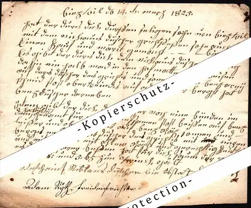 sehr rares Dokument , Biezwil 1825 , Bucheggberg , Solothurn  !!!