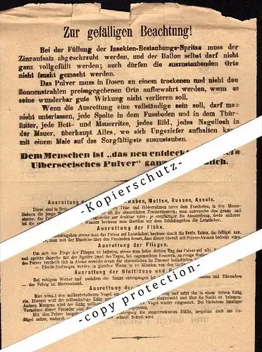 Werbeblatt , Plakat - TOTALE VERNICHTUNG UND AUSROTTUNG , J. Andel , Pulver für Hunde , Andel`s in Prag !!!