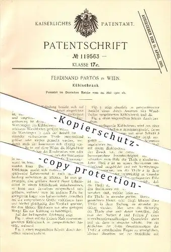 original Patent - Ferdinand Partos Wien , 1900 , Kühlschrank , Kühlung , Haushalt !!!