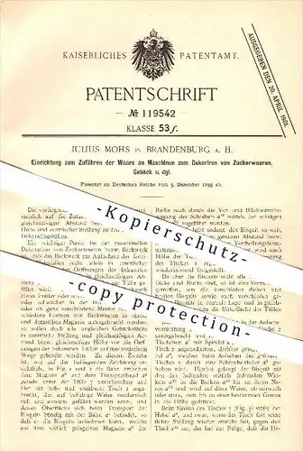 original Patent - Julius Mohs in Brandenburg a. H., Maschine zum Dekorieren von Zuckerwaren oder Gebäck , Bäckerei !!!