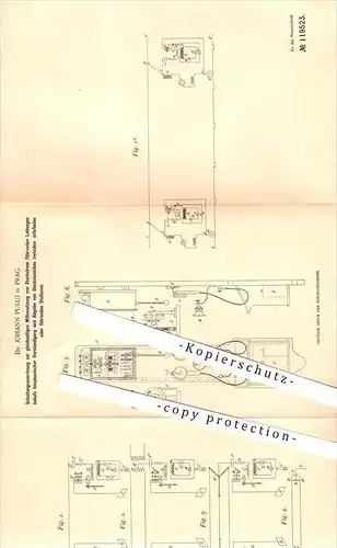 original Patent - Dr. Johann Puluj in Prag , 1900 , Schaltungsanordnung zur Benutzung von Starkstromleitungen !!!