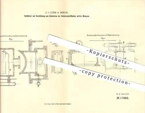 original Patent - C. von Lüde in Berlin , 1881 , Schmieren der Schiebergleitflächen , Dampfmaschinen !!!