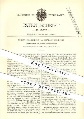 original Patent - Eugen Clarenbach in Charlottenburg , 1880 , Formmaschine für eisernen Schachtausbau , Berlin !!!