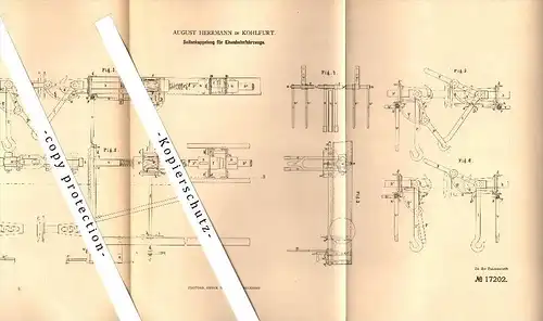 Original Patent - August Herrmann in Kohlfurt / Wegliniec , 1881 , Kupplung für Eisenbahn , Niederschlesien !!!