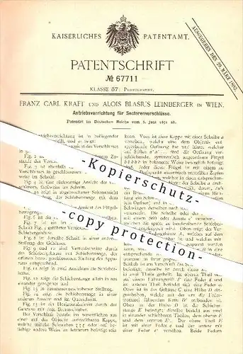 original Pantent - Franz C. Kraft & Alois B. Leinberger in Wien , 1891 , Antriebsvorrichtung für Sektorenverschlüsse !!!