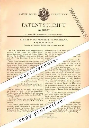 Original Patent - E. Blass in Bad Rothenfelde b. Osnabrück , 1882 , Luppenbrecher , Metallbau !!!