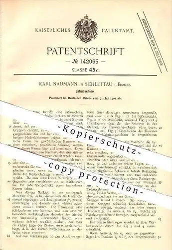 original Patent - Karl Neumann in Schlettau i. Erzgeb. , 1902 , Jätmaschine , Landwirtschaft !!!