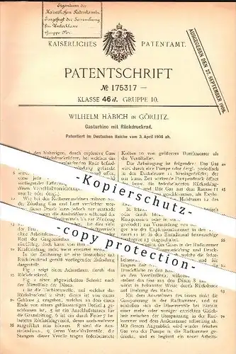 original Patent - Wilhelm Häbich in Görlitz , 1904 , Gasturbine mit Rückdruckrand !!!