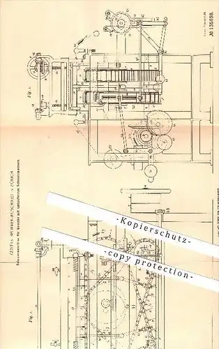 original Patent - Gustav Sporrer-Ritschard in Zürich , 1902 , Scheuermaschine für Gewebe !!!