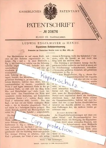 Original Patent - Ludwig Engelmayer in Hanau , 1882 , Expansions-Schiebersteuerung !!!