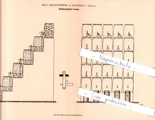 Original Patent - Rich. Hengstenberg in Esslingen a. Neckar , 1882 , Staffelessigbilder-System , Brauerei , Alkohol !!!