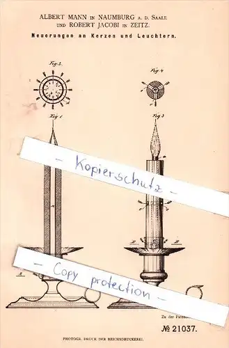 Original Patent - A. Mann in Naumburg a. d. Saale und R. Jacobi in Zeitz , 1882 , !!!