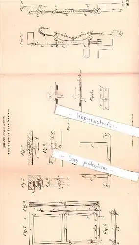 Original Patent - Johann Peyer in Wien , 1882 , Neuerungen an Schubfenstern !!!