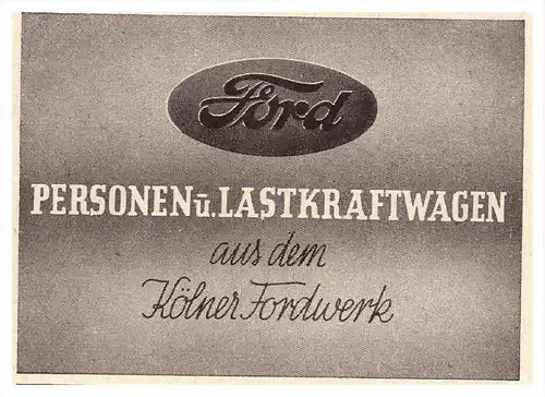 original Werbung - 1941 - Ford Personenwagen und Lastkraftwagen , Köln !!!