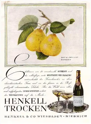 original Werbung - 1941 - Henkell Trocken , Sekt , Wiesbaden - Biebrich , A4 Seite !!!