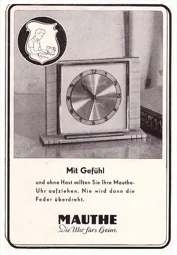 original Werbung - 1941 - Mauthe Uhren , Uhrmacher , Uhr !!!