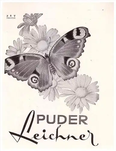 original Werbung - 1941 - Puder Leichner , Schmetterling , Falter !!!