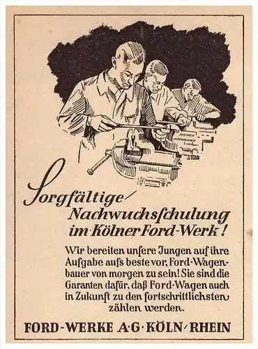 original Werbung - 1941 - Ford-Werke AG in Köln a. Rhein , Nachwuchsschulung , Schulung !!!