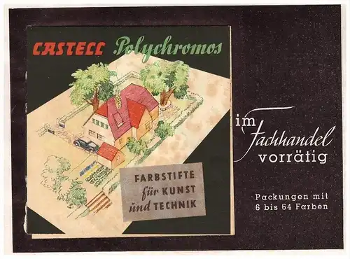original Werbung - 1941 - FABER CASTELL , mit farbiger Klappkarte , Polychromos !!!