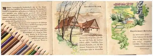 original Werbung - 1941 - FABER CASTELL , mit farbiger Klappkarte , Polychromos !!!