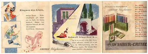 original Werbung - 1941 - FABER CASTELL , mit farbiger Klappkarte , Polychromos !!!