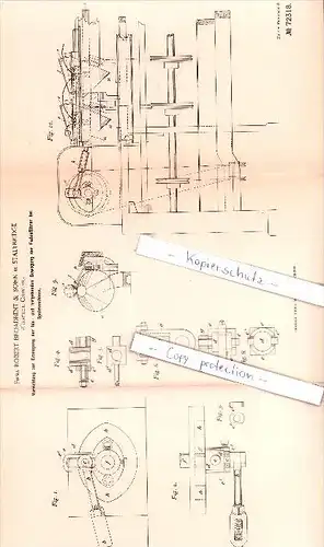 Original Patent - Firma Robert Broadbent & Sohn in Stalybridge , Grafsch. Chester , 1893 , !!!
