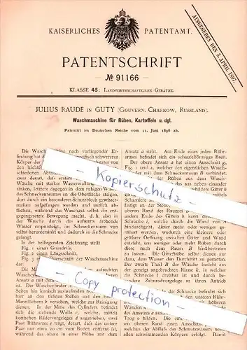 Original Patent - J. Raude in Guty , Gouvern. Charkow , Russland , 1896 , !!!